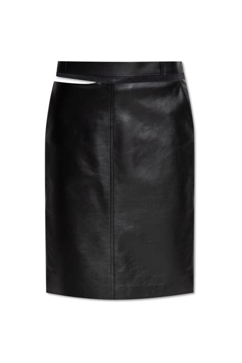 fendi leather skirt high waisted a lined gray|Fendi skirts for women.